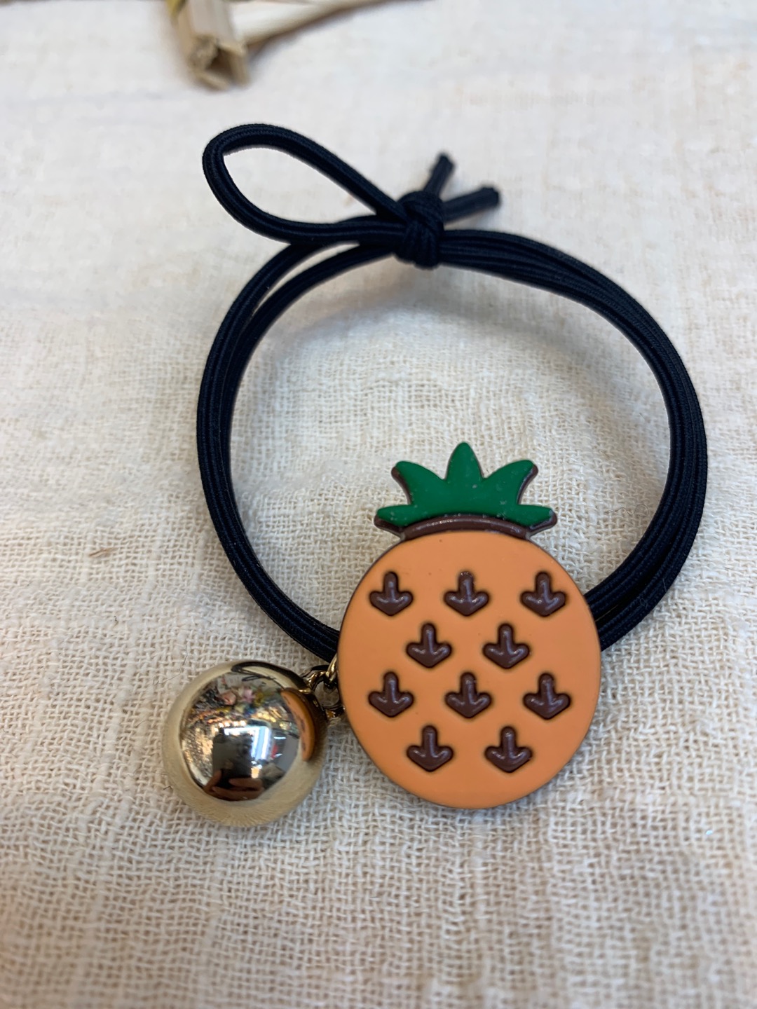 Korean new style pineapple small golden ball rubber band for women's ring headwear thumbnail