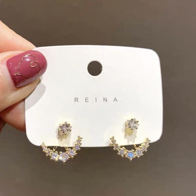 韩版简约款前后夹耳环明星同款耳饰可爱甜美高雅耳饰细节图