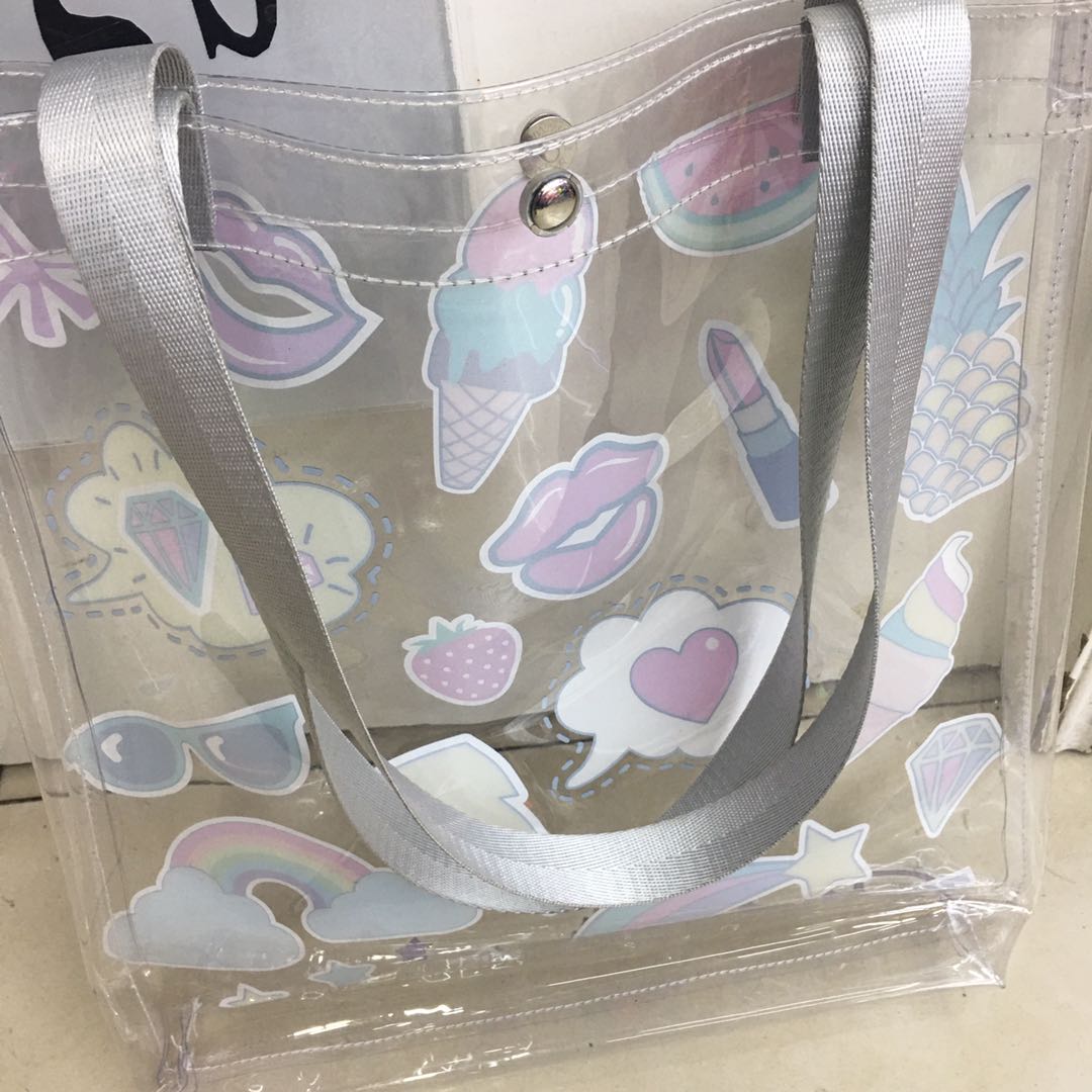 手提袋定制透明PVC塑料定做logo高档网红奶茶打包包装袋子礼品袋产品图