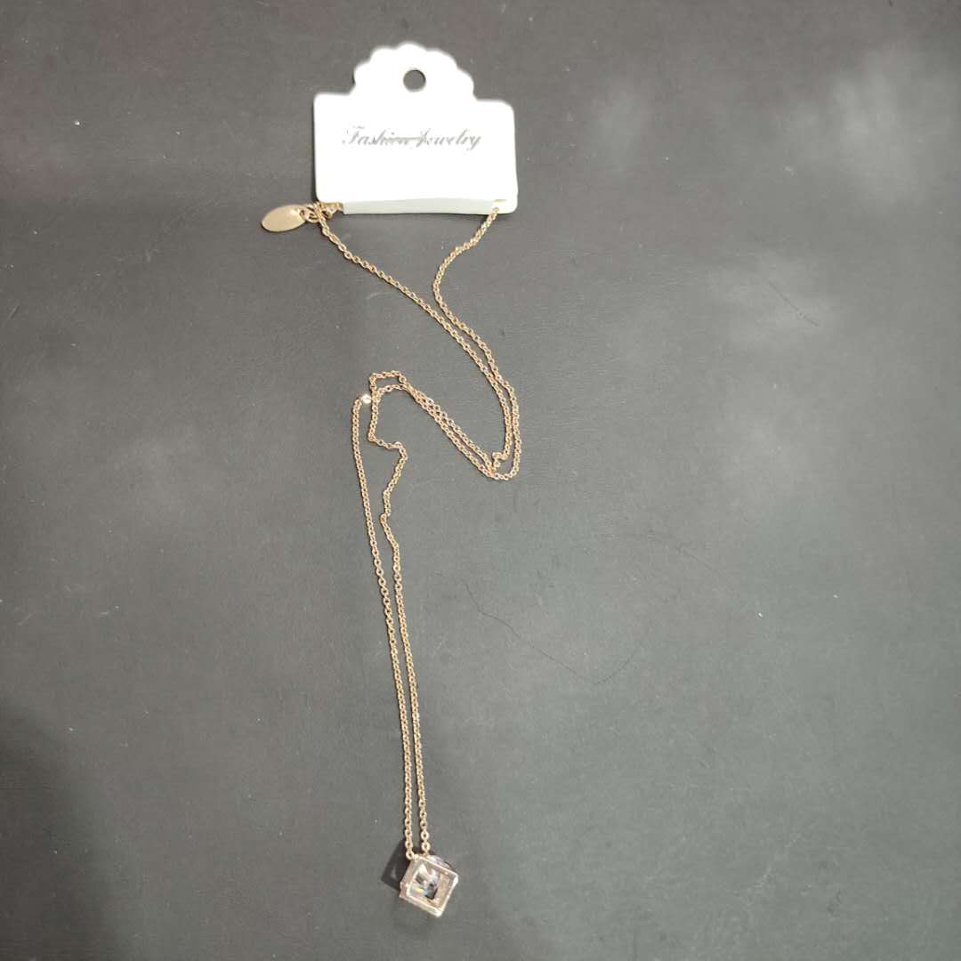 Classic men's and women's copper cubic jeweled pendant fashion copper necklace thumbnail