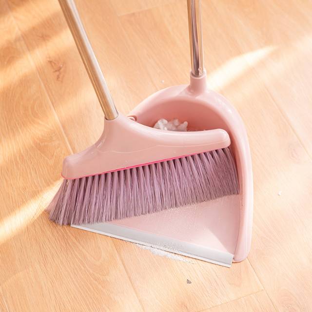 Nordic Color Plastic Broom Set Household Soft Hair Broom Dustpan Trash Bucket Broom Set 1 details Picture