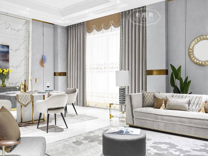 Browns European Light Luxury Style Living Room Curtain Finished Luxury Atmospheric Shading details Picture