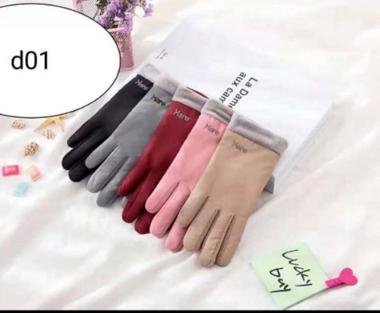 Guantes de invierno de las mujeres pantalla táctil guantes de cuero más peluche guantes de ciclismo caliente para conducir