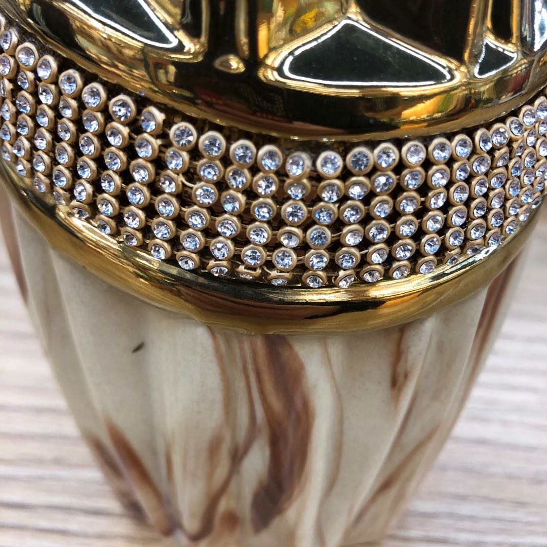 Cylindrical diamond-encrusted ceramic flower POTS, European retro craft ornaments, home decoration ornaments Specification image