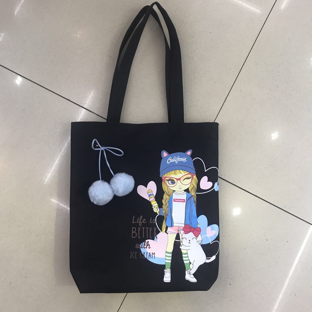 卡通书袋美术包 中小学生防水帆布补课包手提袋补习袋潮