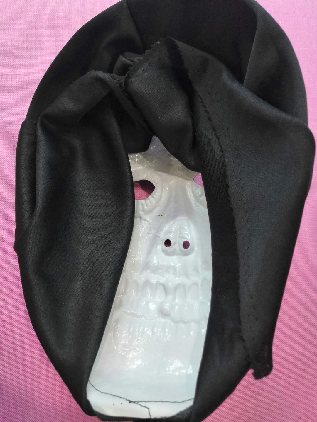 PVC骷髅头带布面具万圣节恐怖回魂面具厂家批发产品图