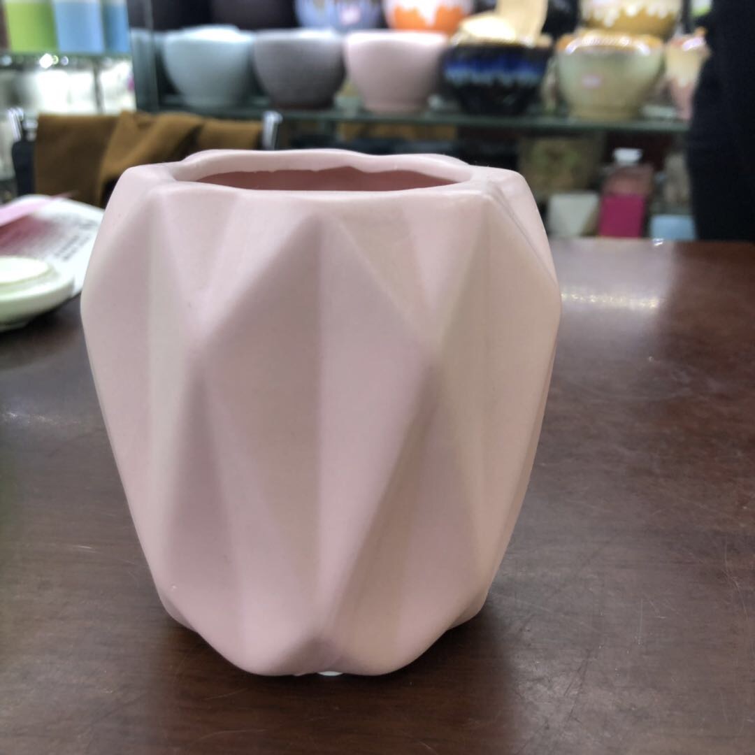 Nordic geometry multi - sided vase modern simple ceramic origami living room corridor flower arrangement multi - color dry flower decoration thumbnail