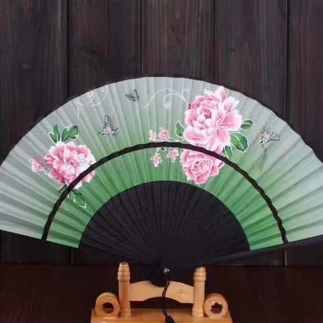中国风折扇女式夏季日式小扇子绢扇樱花和风古风汉服舞蹈折叠女扇产品图