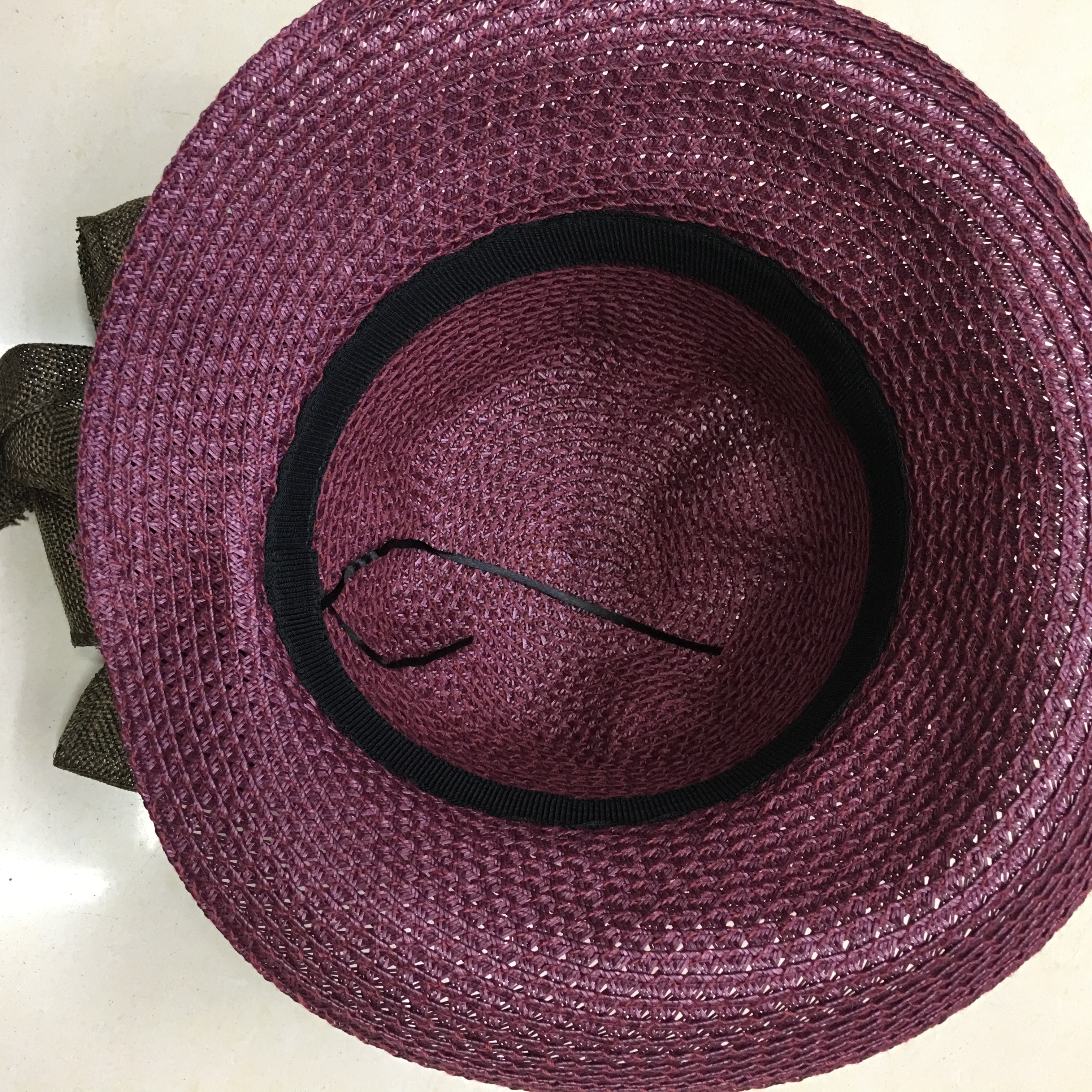 Summer women's straw hat with a large bow, seaside vacation hat, sun-protective beach hat Specification image