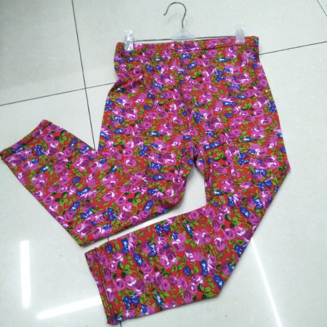 New style of middle-aged and elderly pants, plus-size women's pants, straight-leg pants, flower pants Specification image