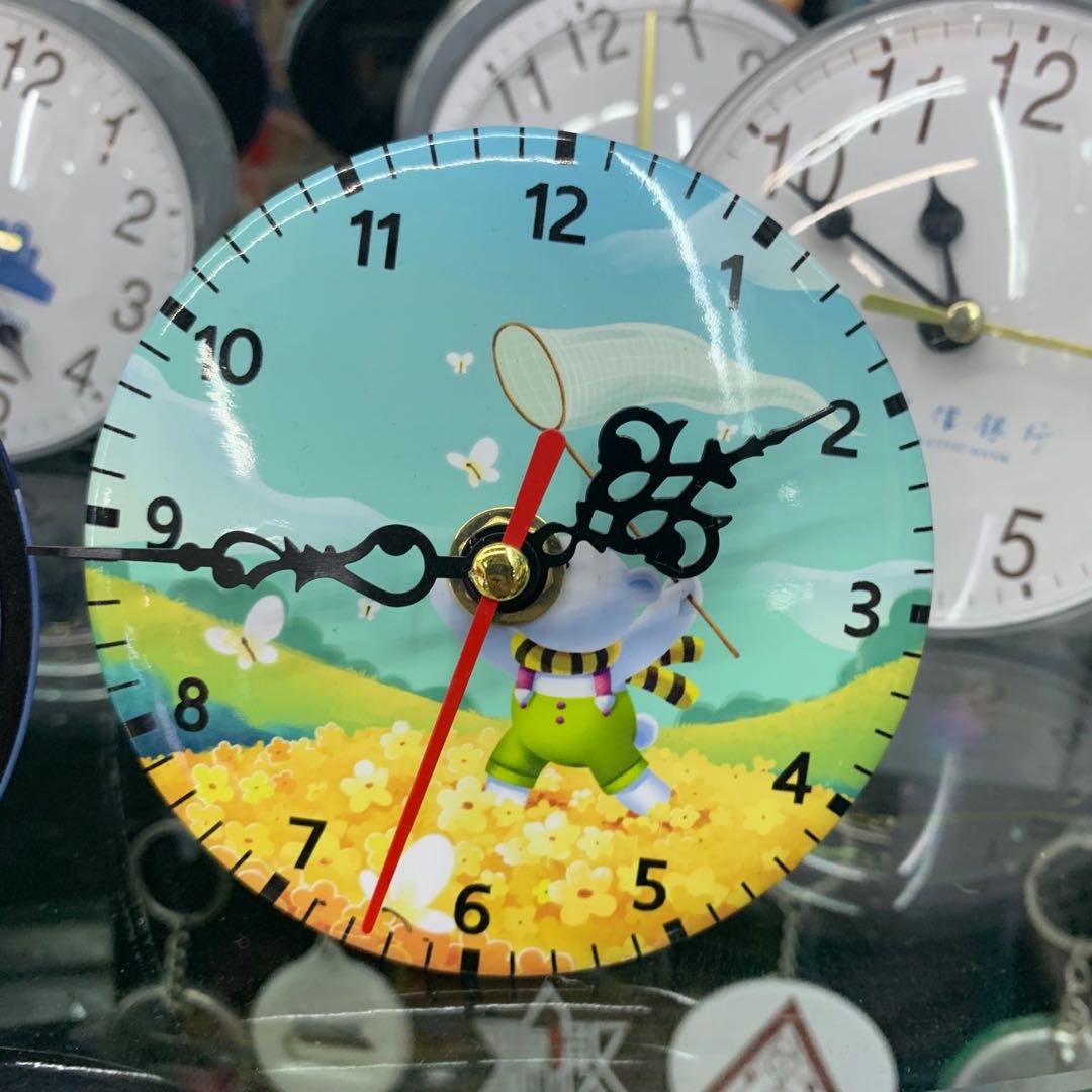 两层玻璃圆盘家用闹钟可定制图片