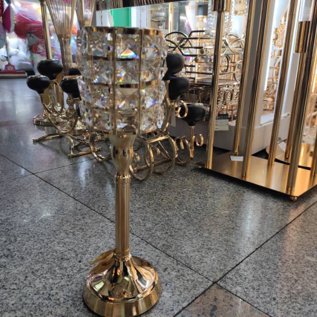 厂家直销金色蜡烛摆件简约容器水晶烛台装饰工艺品