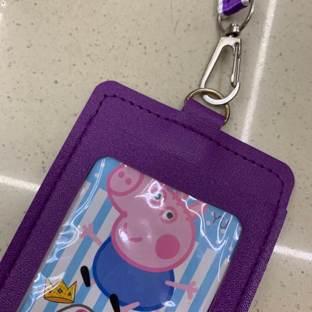 Purple Peppa Pei-style card case work cover, bus card case with lanyard Specification image