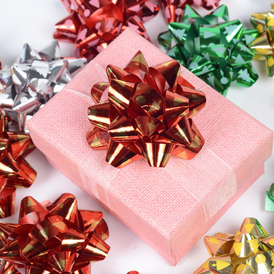 彩色单面压纹星星花圣诞树礼盒装饰