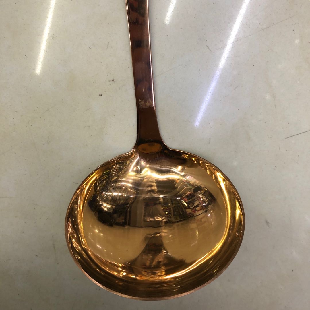 火锅汤勺漏勺不锈钢商用长柄金色汤勺架子套装厨房餐厅家用盛汤勺细节图