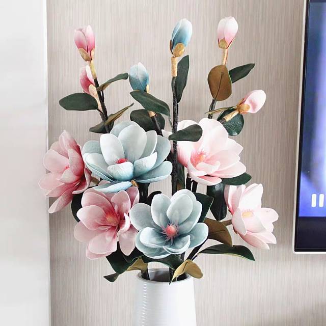 玉兰花仿真花假花装饰摆件