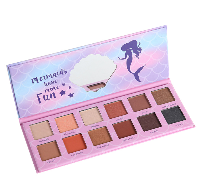 Davioo Mermaid Girl 12-Color Earth Color Eyeshadow Tray D1828 Specification drawing