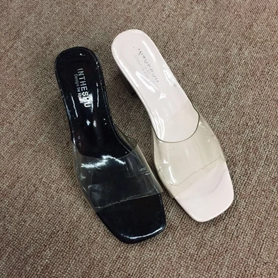 Summer new crystal transparent shoes pvc crystal female slippers wear-resistant manufacturers direct sales sandals crystal shoes wholesale thumbnail