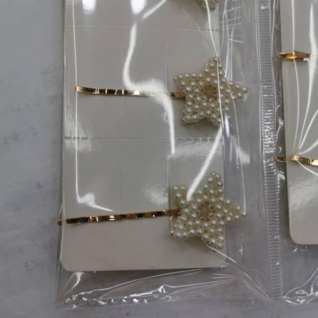 New Korean version plastic pearl five-pointed star alloy straight clip headwear, hair accessories, hair clips, simple single items