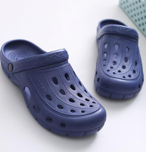 2020 New Men's casual thick-soled anti-slip hole-shaped garden clogs, couple outdoor rafting beach slippers details Picture