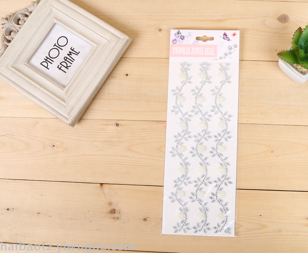 大卡三条花藤款式贴纸亚克力多功能随意贴钻细节图