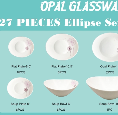 A set of 27 pieces of opal glass tableware with floral patterns details Picture