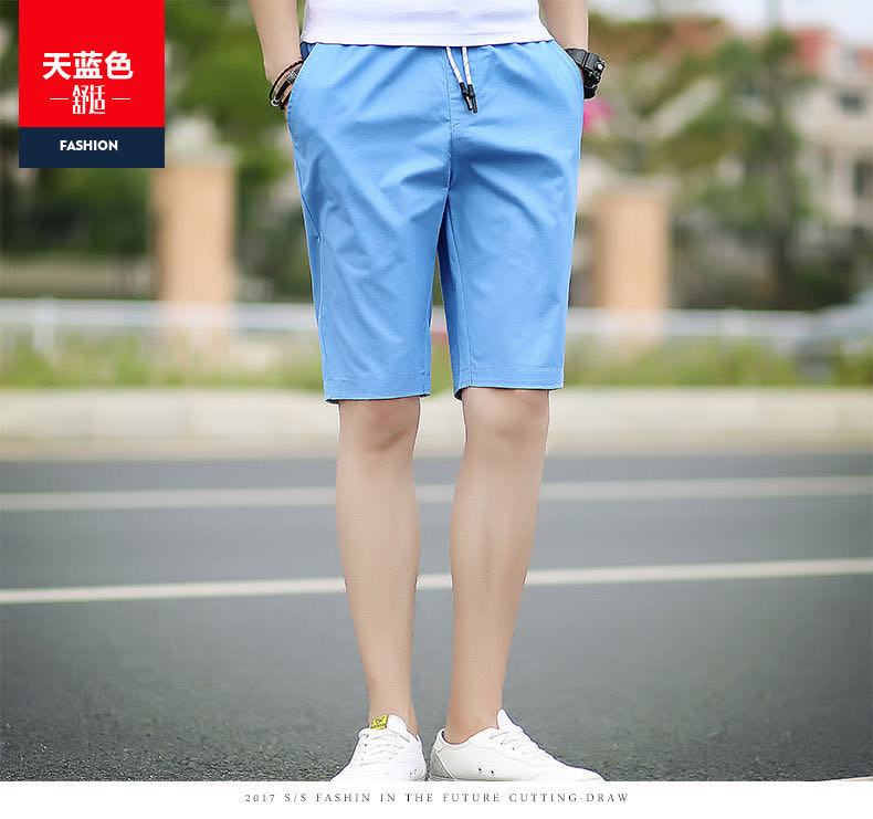 Summer New Cotton Shorts Men's Youth Casual Quarter Pants Thin Medium Pants Large Size Beach Pants Men's Breeches details Picture