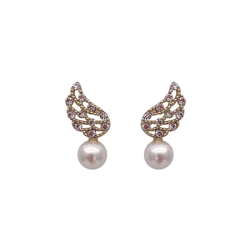 韩国气质耳饰个性天使之翼耳钉女时尚翅膀珍珠耳环