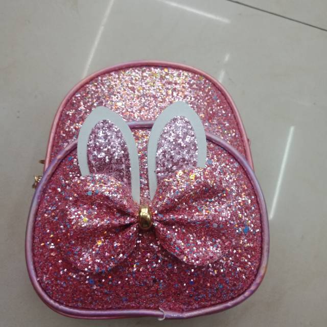 Schoolbag Small Backpack Backpack Cute Pink Student Sequin Rabbit Ear Backpack