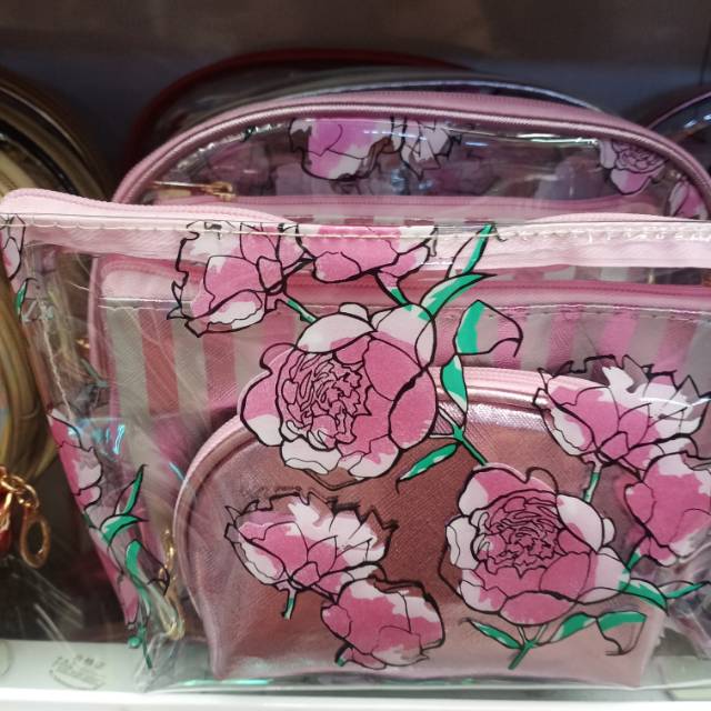 玫瑰花化妆包韩版东大门子母包三层产品图