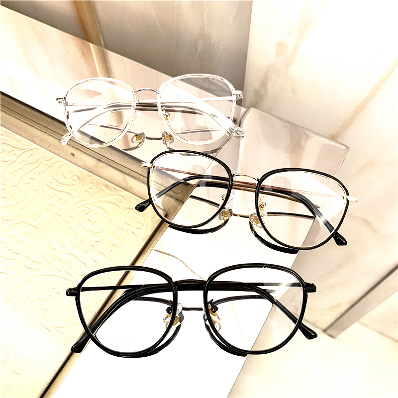 新款复古平光镜TR90眼镜框潮男女原宿时尚圆脸韩版近视眼镜架详情图2
