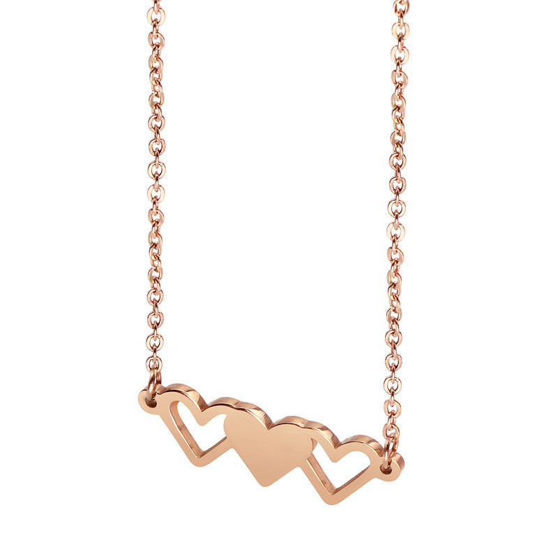 Hot style best-selling sister heart necklace ornaments three sisters titanium steel necklace manufacturers direct can be customized thumbnail