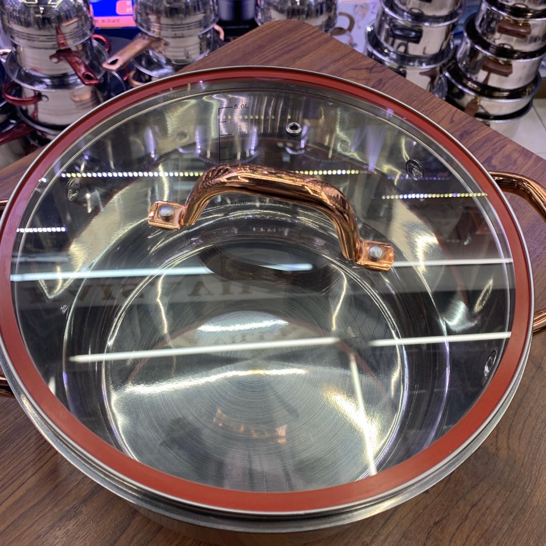 304 stainless steel soup pot, thickened double-ear pot for cooking soup and porridge, special pot for gas induction cooker, steaming, stewing and boiling water details Picture