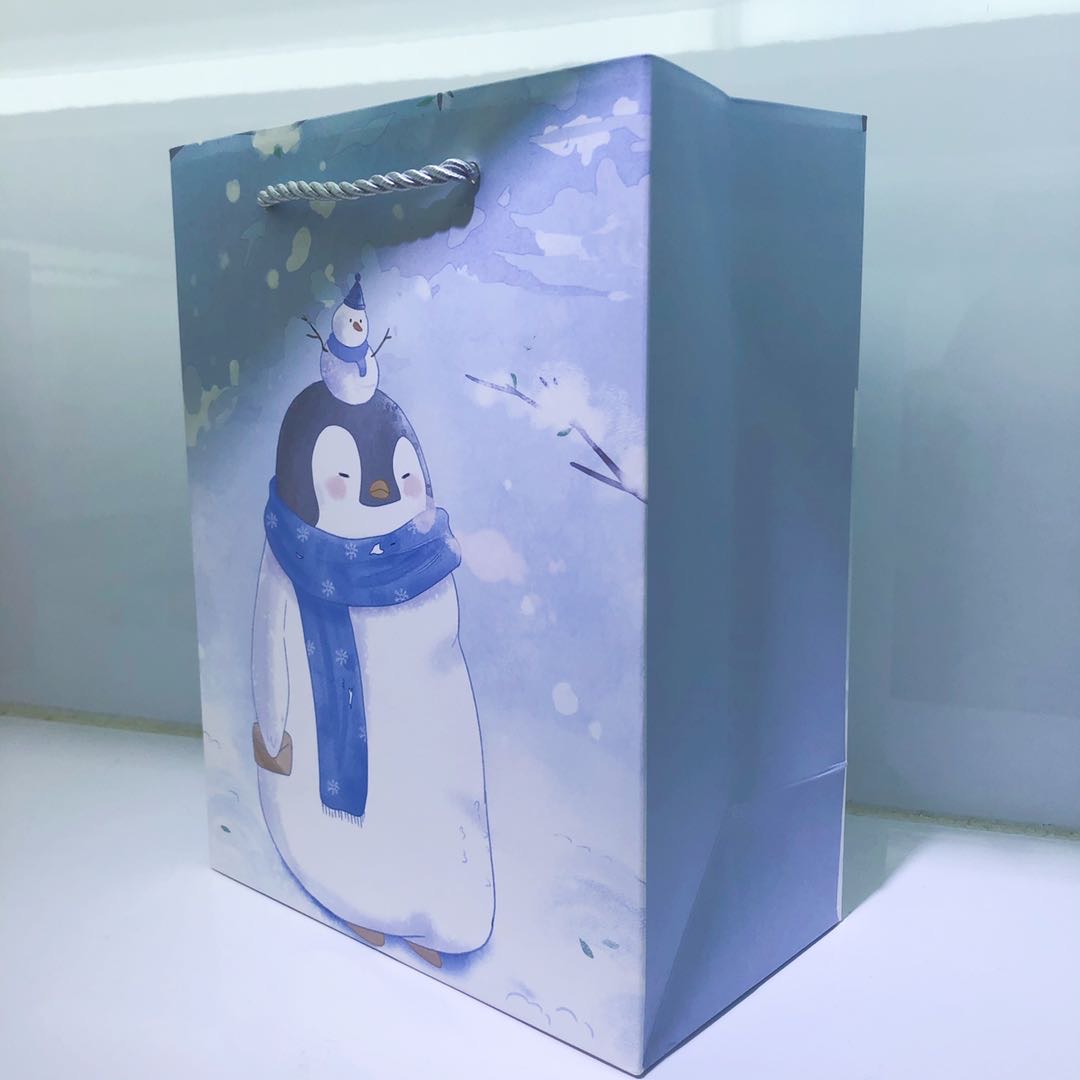 企鹅雪人礼品袋订做奶茶包装袋外卖打包袋子产品图