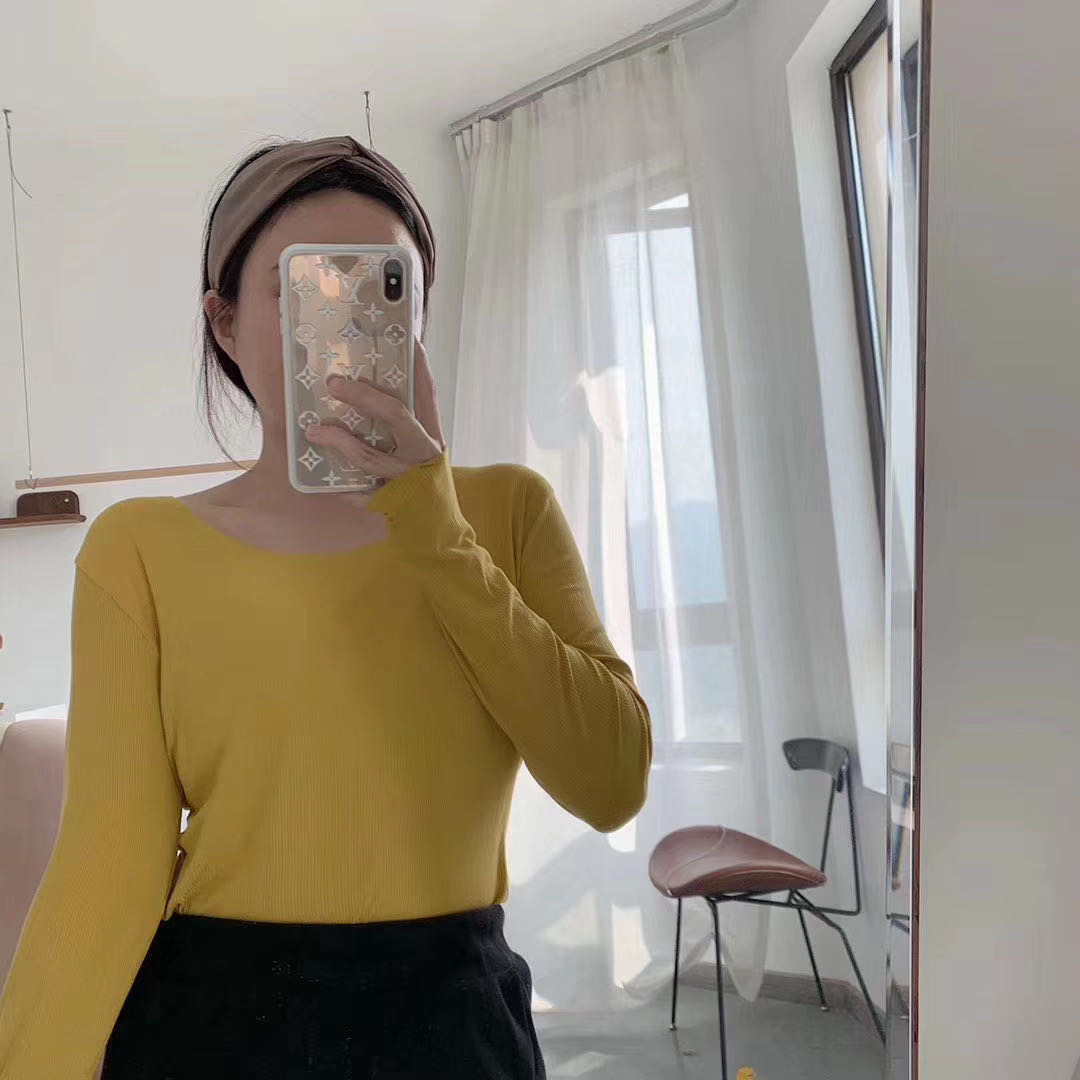 Web celebrity soft clothing for spring/summer 2020 modale long-sleeved bottom T-shirt crew-neck pull-over T-shirt slimming