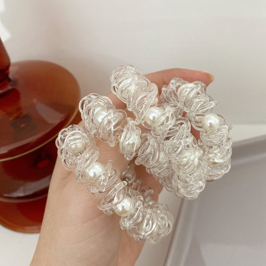 Temperament Pearl Hair Rope With Transparent Telephone Line Hair Circle Head Rope Does Not Hurt Hair Band Hair Accessories Woman Specification drawing