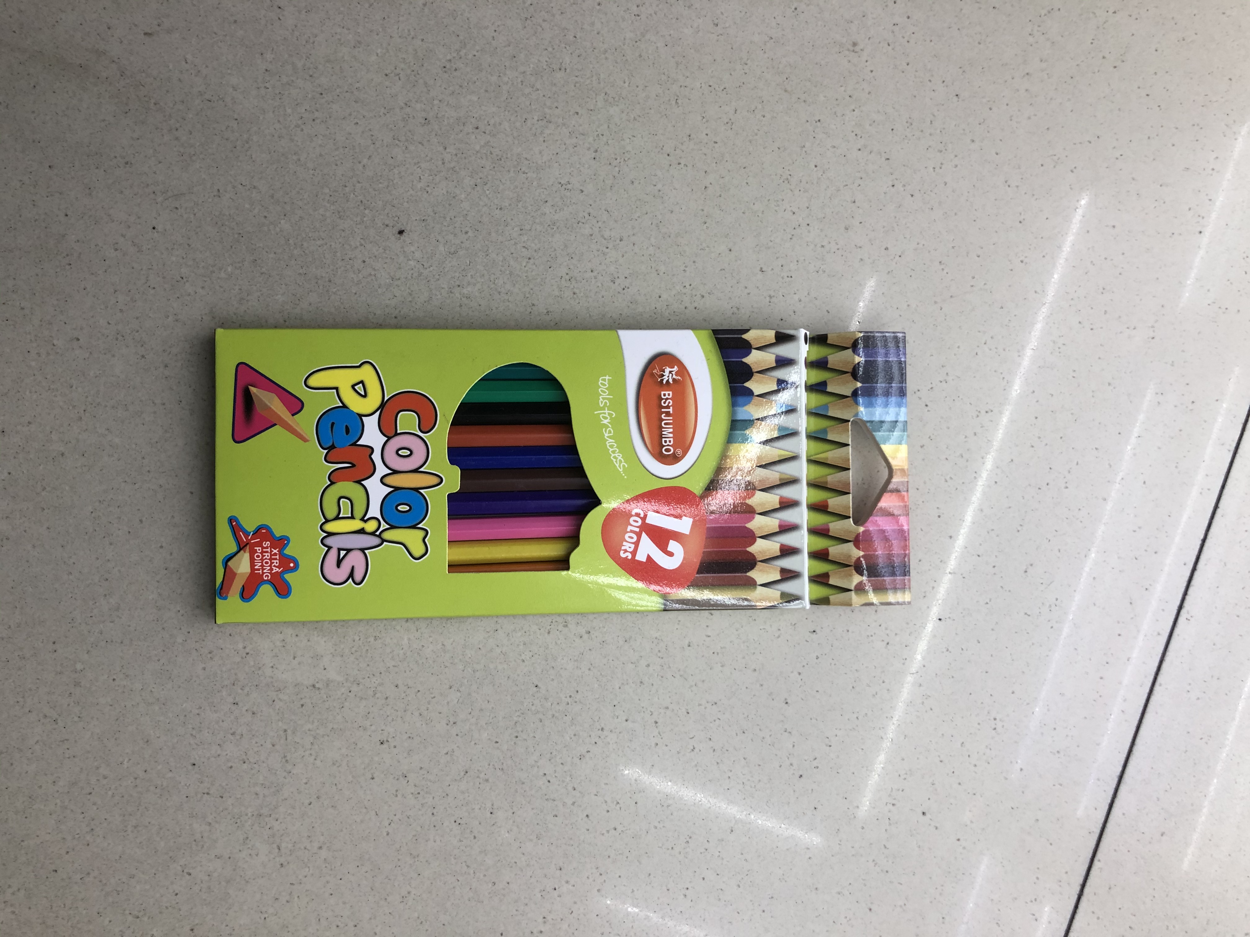 12支装长条六角彩色铅笔