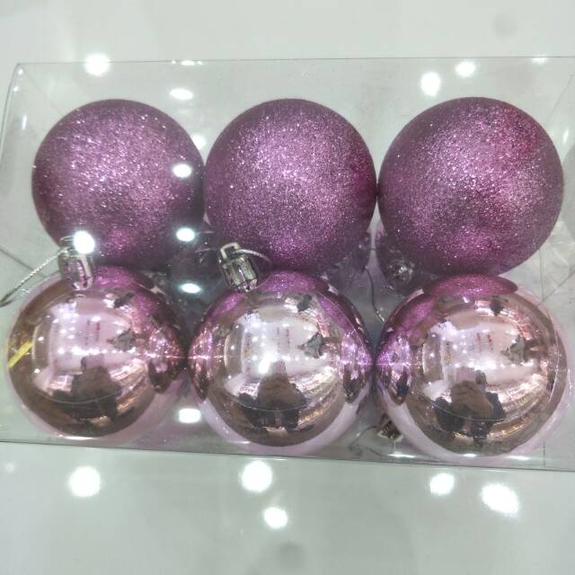 新款六个装烫银圣诞彩球套装圣诞用品挂件