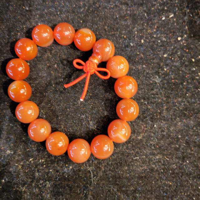 Orange crystal Buddhist prayer beads, cultural and artistic bracelets, handcrafted accessories