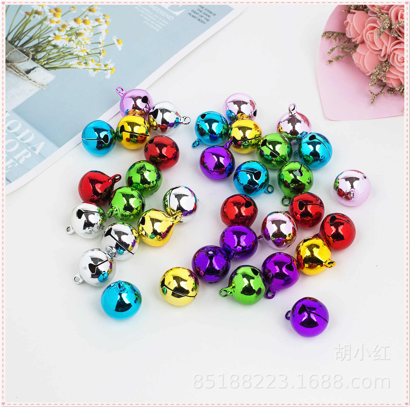 One Line Copper Bell Round Bell Environmentally Friendly Vacuum Plated Color Bell Two-Color Five Star Bell Handmade Diy Material