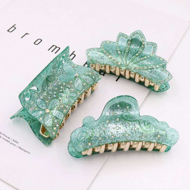 New Luxury Hair Accessories With Large Pan Hair Acetate Grip Rhinestones
