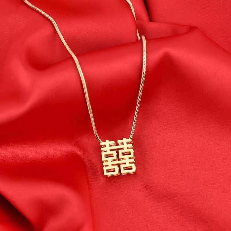 创意铜合金红双喜‘囍’吊坠时尚项链