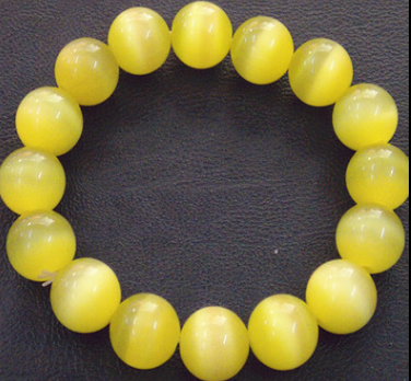 14mm golden cat's eye stone single-ring crystal jewelry bracelet for men and women, direct sale of high-quality Buddhist prayer beads details Picture