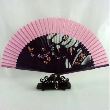 Spray-Painted Fan Butterfly Flower Female Fan Selected Head Green Bamboo Fan Folding Fan Women's Cheongsam Small Fan Craft Fan details Picture