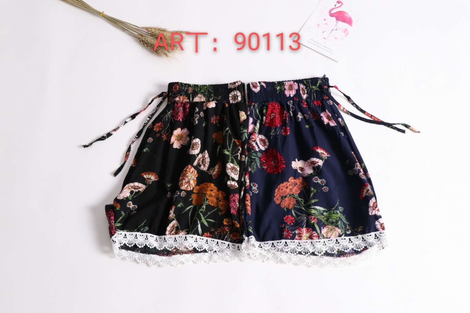 碎花朵印花雪纺阔腿短裤女夏季韩版花苞松紧腰抽绳