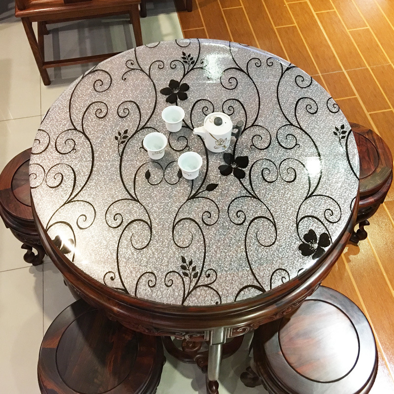 Round Table Transparent Circular Pvc Tablecloth Table Table Household Tablecloth Plants Flowers Oil Proof Ironing Free Wash Simple Modern Specification drawing