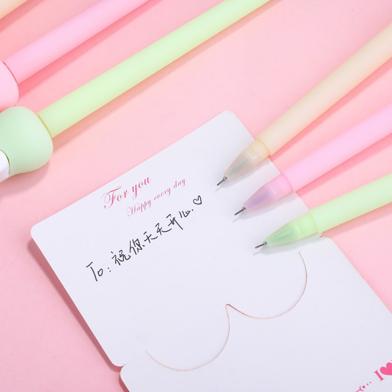 拨浪鼓笔行学生文具办公文化书写工具中性笔品兮 创意硅胶造型笔 （插盒大眼梨）减压笔卡通笔办公学习用品型号PX-8043