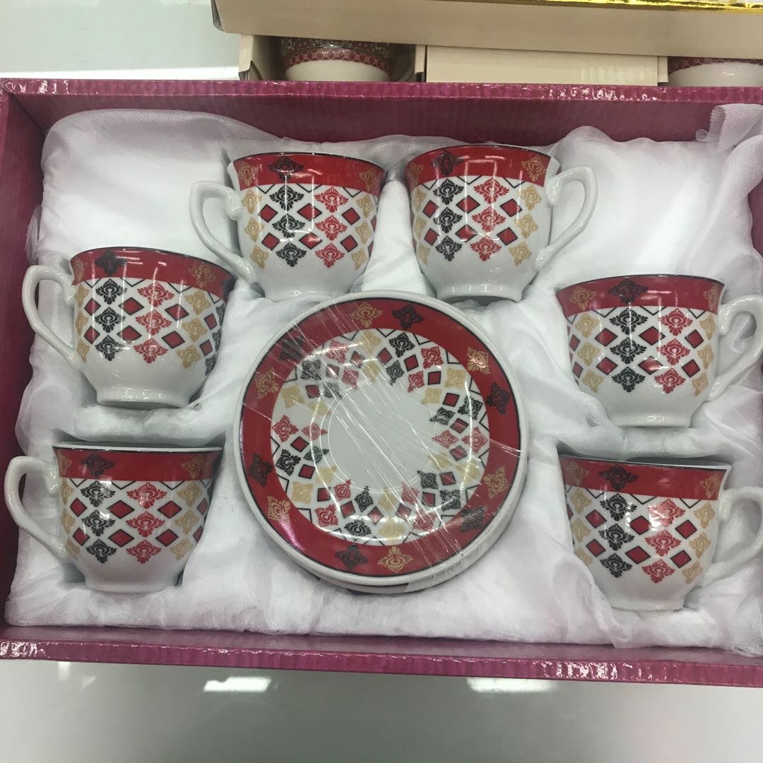 Factory direct sales of six sets of ceramic roasted flower coffee cups and saucers