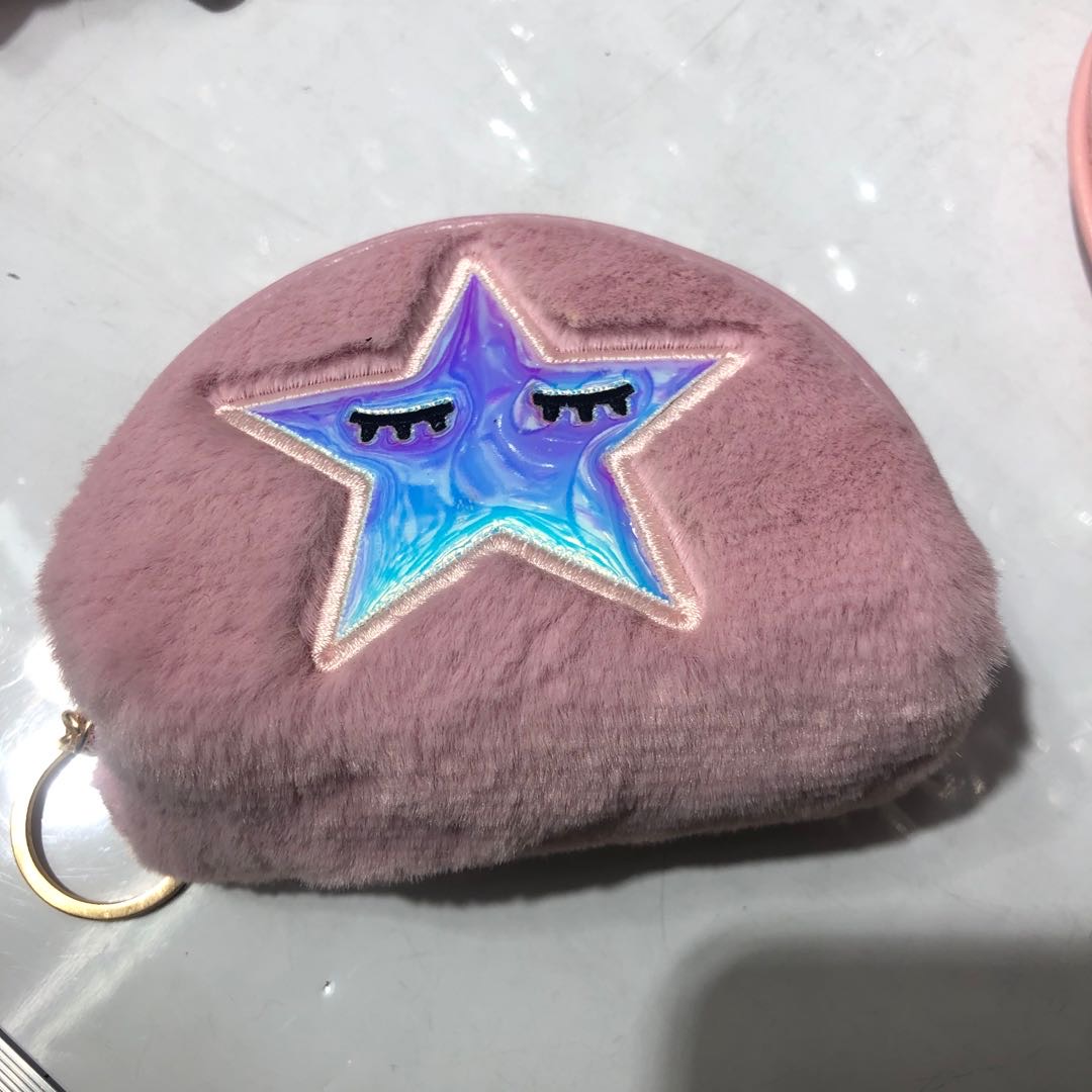 新款毛绒时尚女士腰包五角星图案腰包斜跨女包百搭