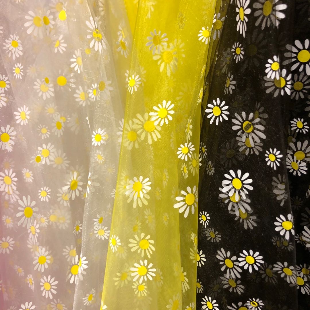National trend Daisy pearl gauze base fabric fabric, skirt gauze fabric, headwear fabric Specification image